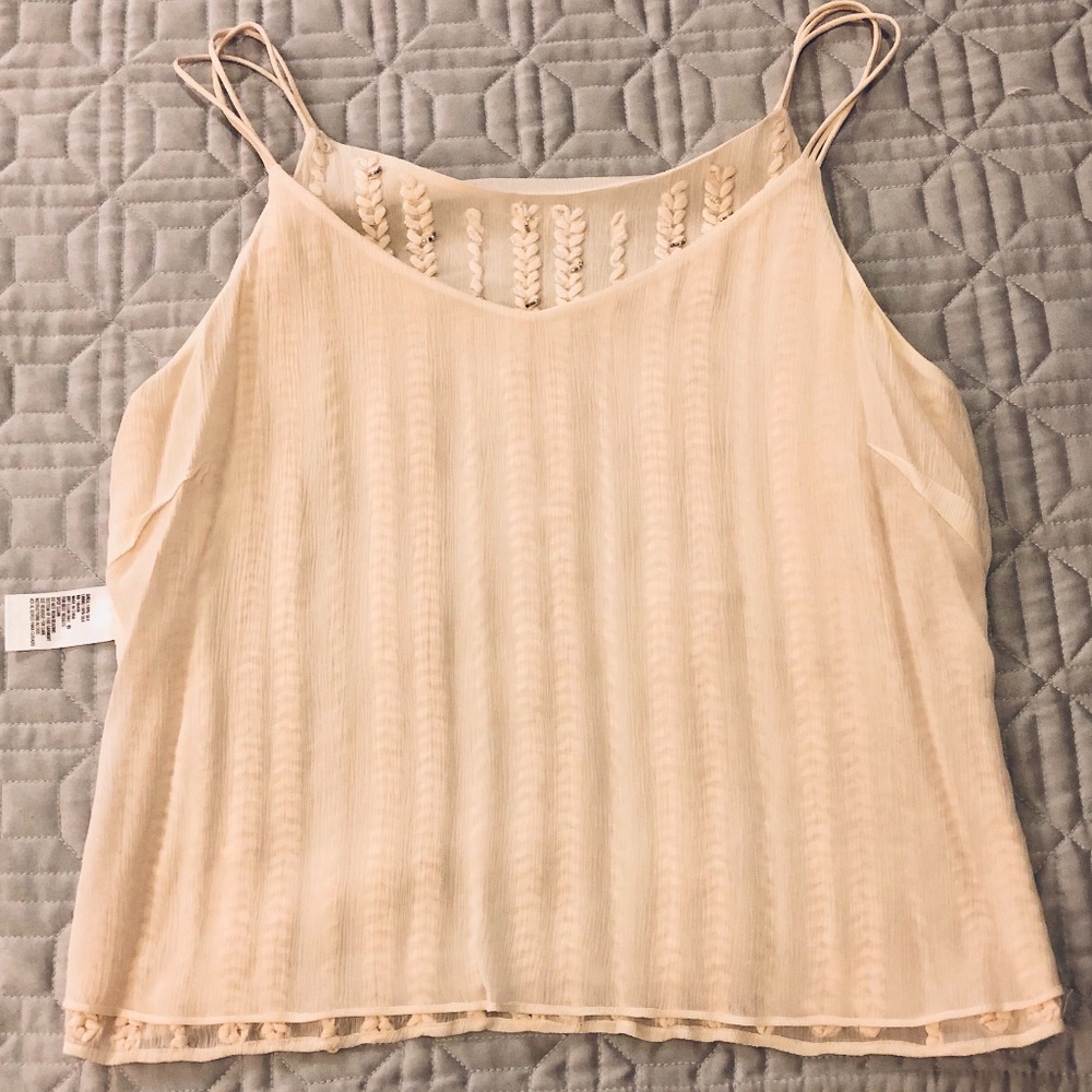 NWOT Silk Pearl-Silver Bead/Weave Camisole Tank - Picture 11 of 14